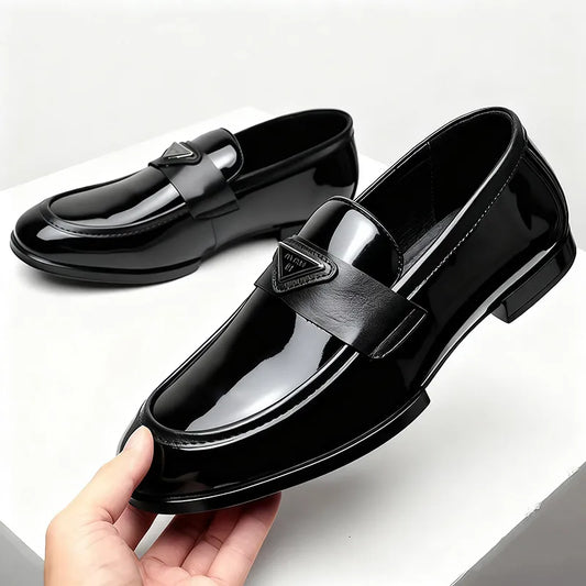 Fashion Mens Shoes 2026 New Design Arrival Glossy Patent Leather Casual Leather Shoes Trendy Stylish Minimalist Business Formal Shoes Free Shipping