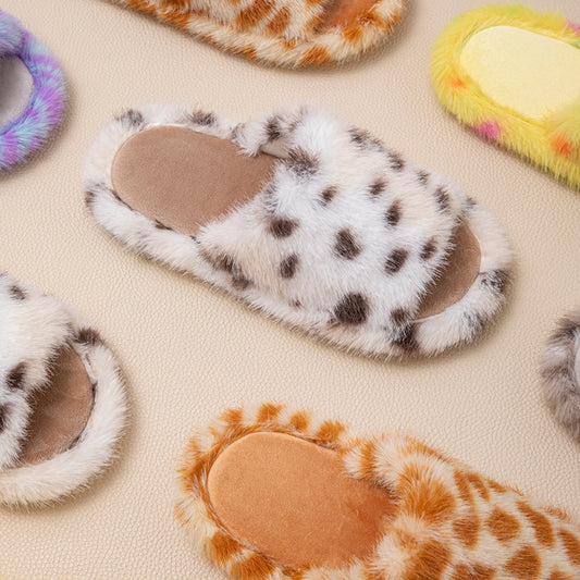 woman warm furry slippers