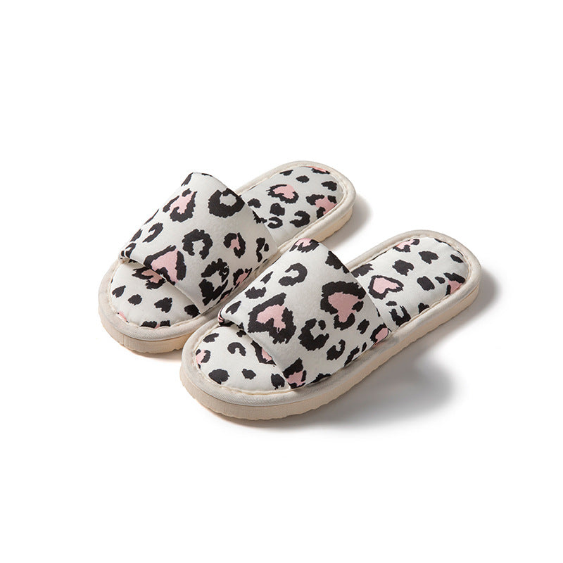 Silk leopard print linen slippers for women