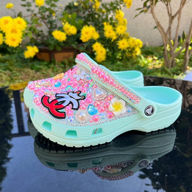 Wholesale custom Handmade Bling Rhinestone Clogs Slippers
