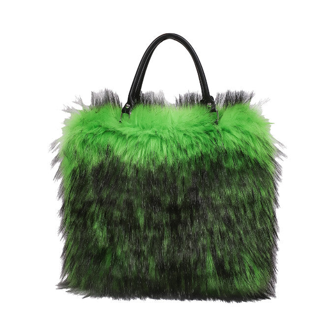 Faux Fur Plush Tote Bag - Luxury Niche Minimalist  Versatile Handheld  Shoulder Bag