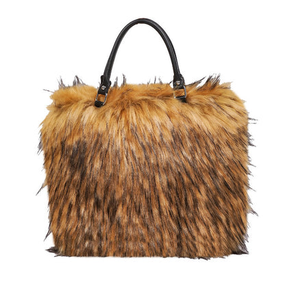 Faux Fur Plush Tote Bag - Luxury Niche Minimalist  Versatile Handheld  Shoulder Bag