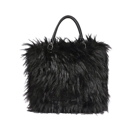 Faux Fur Plush Tote Bag - Luxury Niche Minimalist  Versatile Handheld  Shoulder Bag