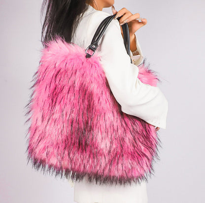 Faux Fur Plush Tote Bag - Luxury Niche Minimalist  Versatile Handheld  Shoulder Bag