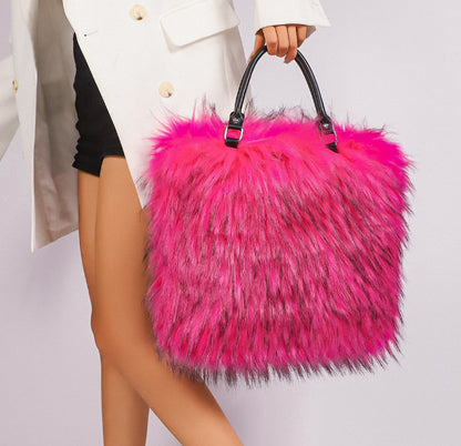 Faux Fur Plush Tote Bag - Luxury Niche Minimalist  Versatile Handheld  Shoulder Bag