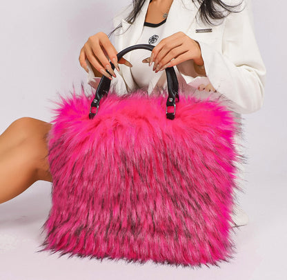 Faux Fur Plush Tote Bag - Luxury Niche Minimalist  Versatile Handheld  Shoulder Bag