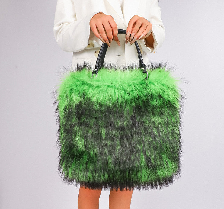 Faux Fur Plush Tote Bag - Luxury Niche Minimalist  Versatile Handheld  Shoulder Bag