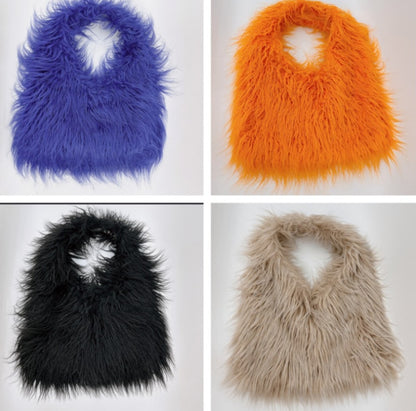 Large-Capacity Faux Fur Tote Bag Handheld Plush Bag