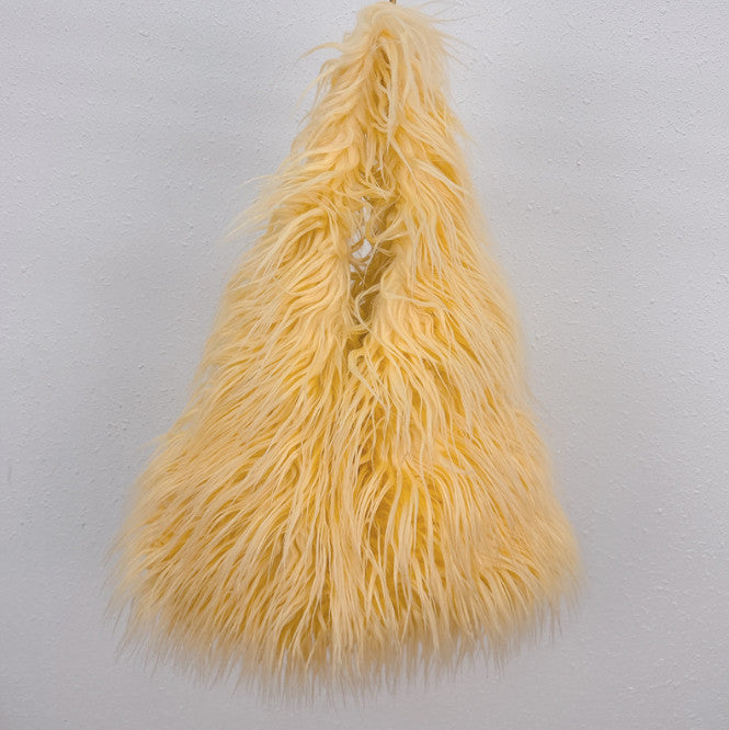 Large-Capacity Faux Fur Tote Bag Handheld Plush Bag