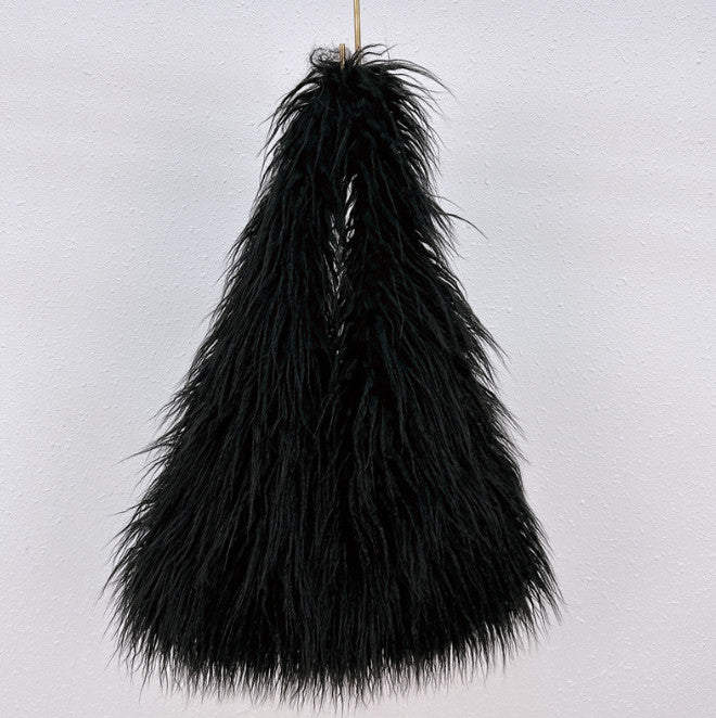 Large-Capacity Faux Fur Tote Bag Handheld Plush Bag