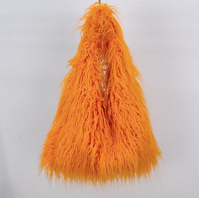 Large-Capacity Faux Fur Tote Bag Handheld Plush Bag