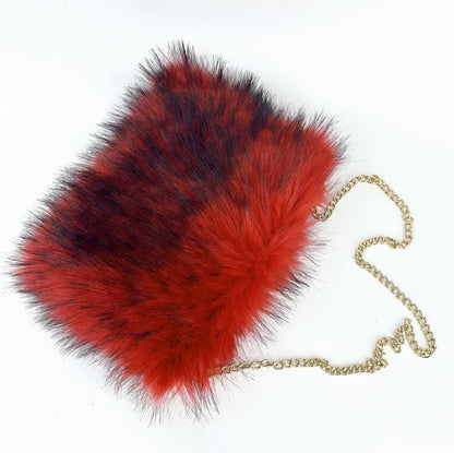 Vintage-inspired Puffy Fur Clutch with Large Capacity