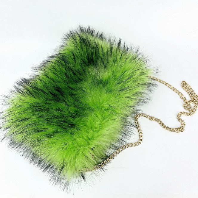 Vintage-inspired Puffy Fur Clutch with Large Capacity