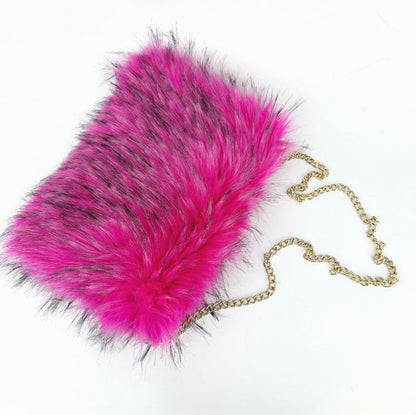 Vintage-inspired Puffy Fur Clutch with Large Capacity