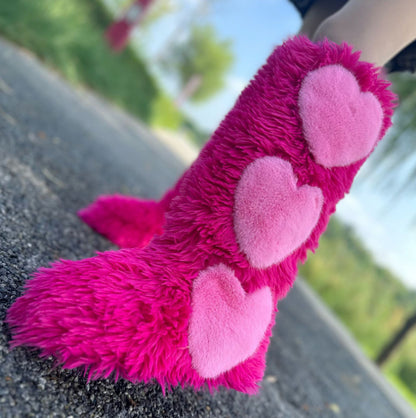 Women's Flat Knee-High Fleece-Lined Waterproof Warm Heart-Shaped Snow Boots