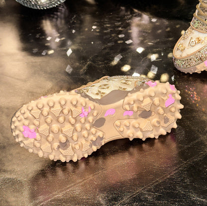 Luxury Women's Shoes for Women Spring Casual New Thick Soled Rhinestone Leather Sneakers for Women designer High quality outdoor Platform Sneaker