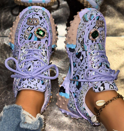 Women's Jeans Luxury Shoes Rhinestone Womens Sneaksers Diamond Breathable Metal Decorative Casual Shoes Non SlipThick Bottoms Designe