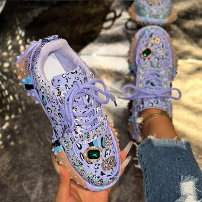 Women's Jeans Luxury Shoes Rhinestone Womens Sneaksers Diamond Breathable Metal Decorative Casual Shoes Non SlipThick Bottoms Designe