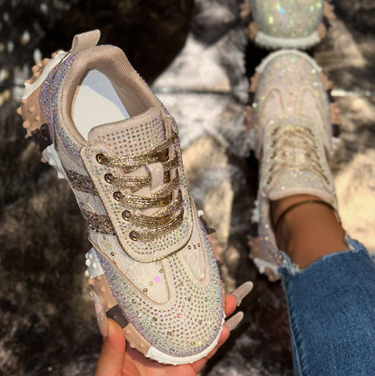Top Quality Sneakers Women Skating shoes Rhinestone Women Hand drawn graffiti Platform Fashion Shiny Women's Casual Shoes Luxury outdoor sports