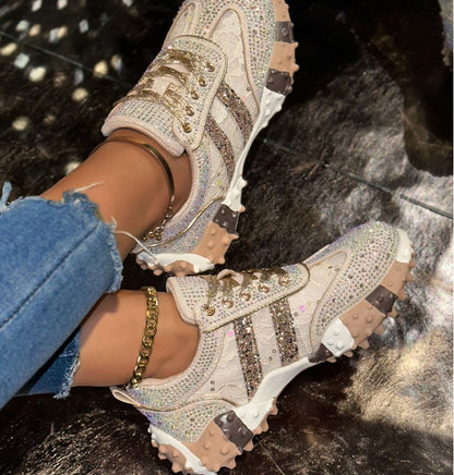 Top Quality Sneakers Women Skating shoes Rhinestone Women Hand drawn graffiti Platform Fashion Shiny Women's Casual Shoes Luxury outdoor sports