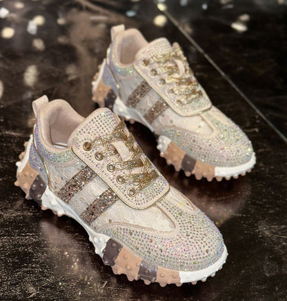 Top Quality Sneakers Women Skating shoes Rhinestone Women Hand drawn graffiti Platform Fashion Shiny Women's Casual Shoes Luxury outdoor sports