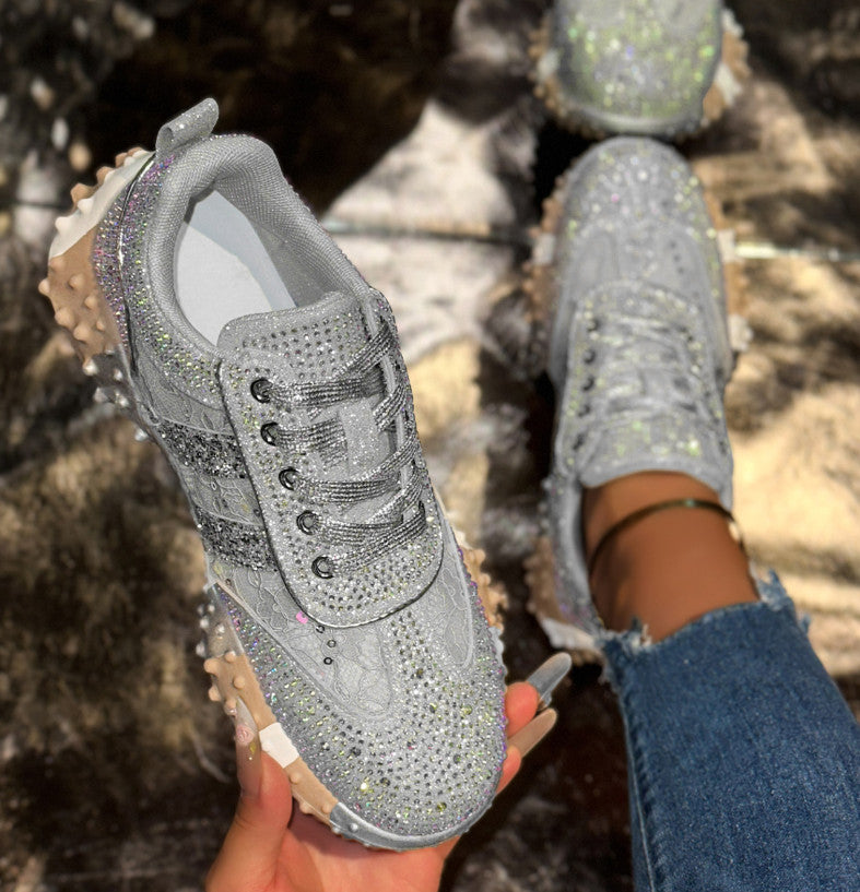 Top Quality Sneakers Women Skating shoes Rhinestone Women Hand drawn graffiti Platform Fashion Shiny Women's Casual Shoes Luxury outdoor sports