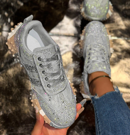 Top Quality Sneakers Women Skating shoes Rhinestone Women Hand drawn graffiti Platform Fashion Shiny Women's Casual Shoes Luxury outdoor sports
