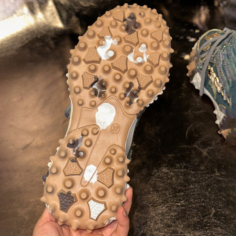 Designer Shiny Sequins Chunky Platform Sneakers Women Breathable Lace Up Height Increase Shoes Woman Fashion Cute Pink Sneakers Luxury