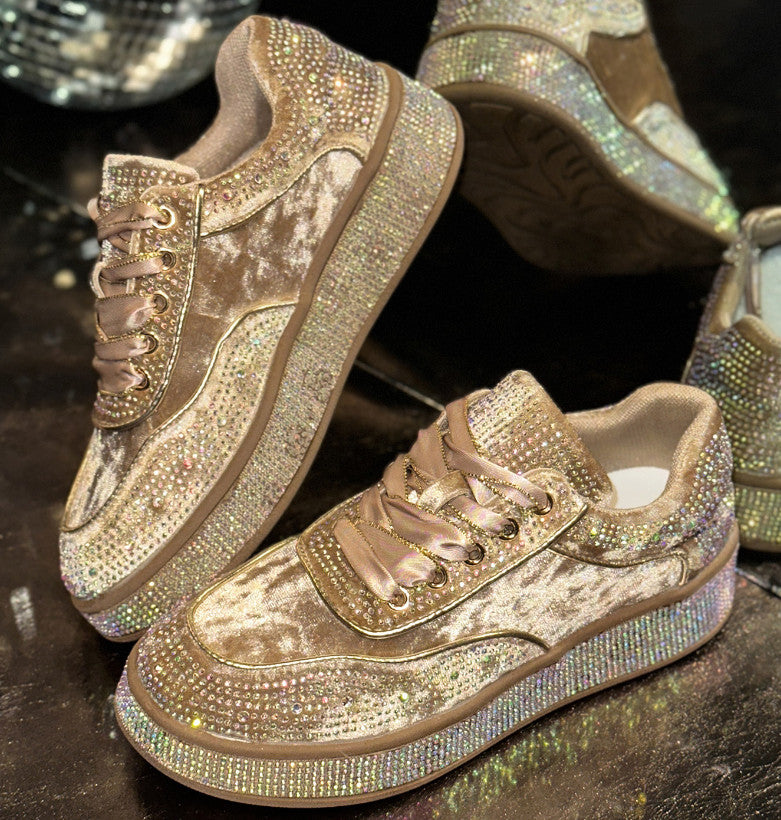 Autumn Water Diamond Thick Bottom Shining Crystal sneakers Sports Shoes Luxury Designer Shoes Trendy Casual Flat Shoes High quality sequined casual shoes