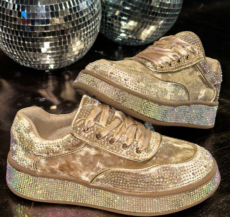 Autumn Water Diamond Thick Bottom Shining Crystal sneakers Sports Shoes Luxury Designer Shoes Trendy Casual Flat Shoes High quality sequined casual shoes