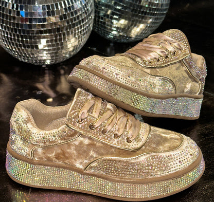 Autumn Water Diamond Thick Bottom Shining Crystal sneakers Sports Shoes Luxury Designer Shoes Trendy Casual Flat Shoes High quality sequined casual shoes