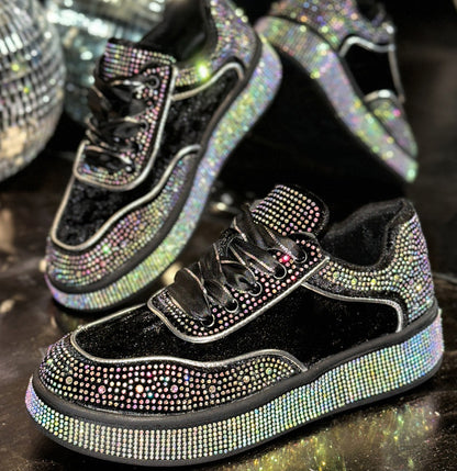 Autumn Water Diamond Thick Bottom Shining Crystal sneakers Sports Shoes Luxury Designer Shoes Trendy Casual Flat Shoes High quality sequined casual shoes