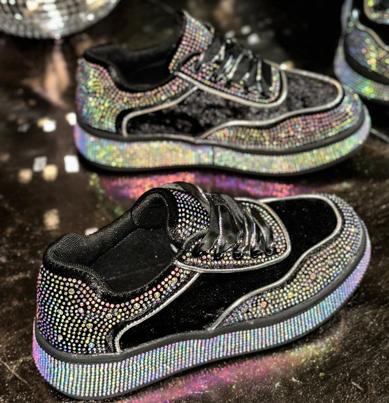 Autumn Water Diamond Thick Bottom Shining Crystal sneakers Sports Shoes Luxury Designer Shoes Trendy Casual Flat Shoes High quality sequined casual shoes