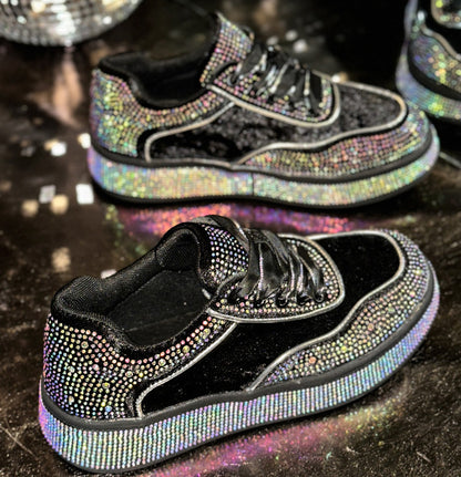Autumn Water Diamond Thick Bottom Shining Crystal sneakers Sports Shoes Luxury Designer Shoes Trendy Casual Flat Shoes High quality sequined casual shoes