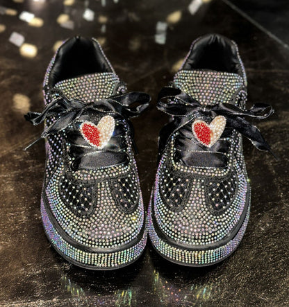 Women's Luxury Sports Shoes Crystal metal decoration Flat Shoes Lace up Water Diamond Fashion Designer Casual Shoes Zapatos Mujer Shiny outdoor