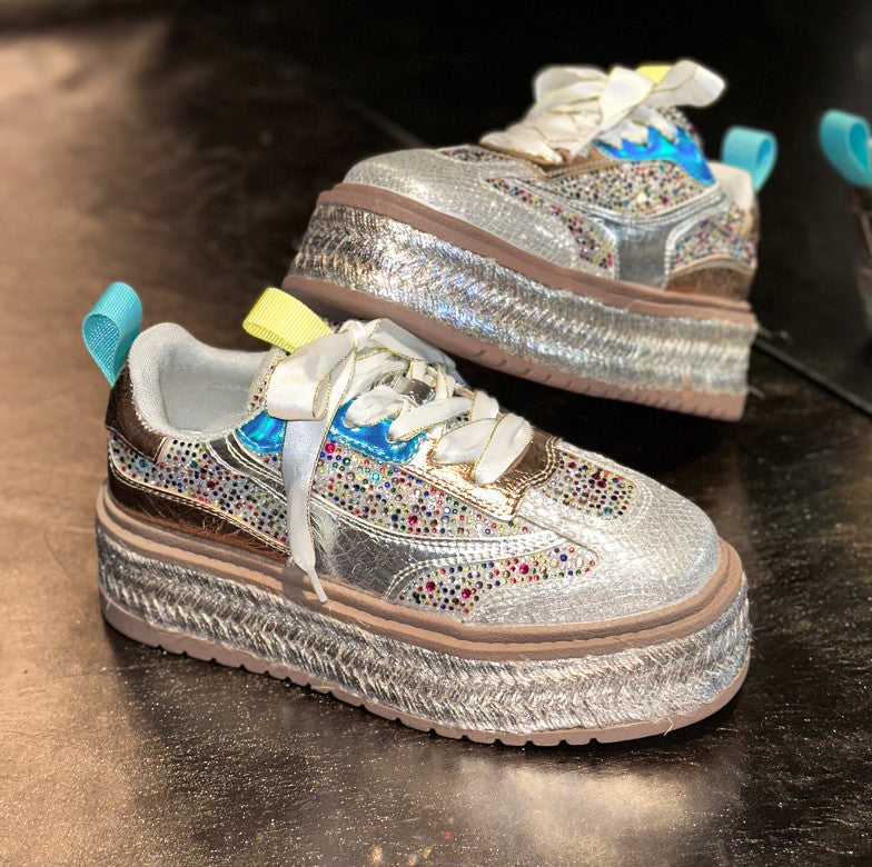 Fashion Luxury Diamond Thick soled Sneakers Shining Designer Leopard Pattern Casual Shoes  Running Shoes Shining high-quality