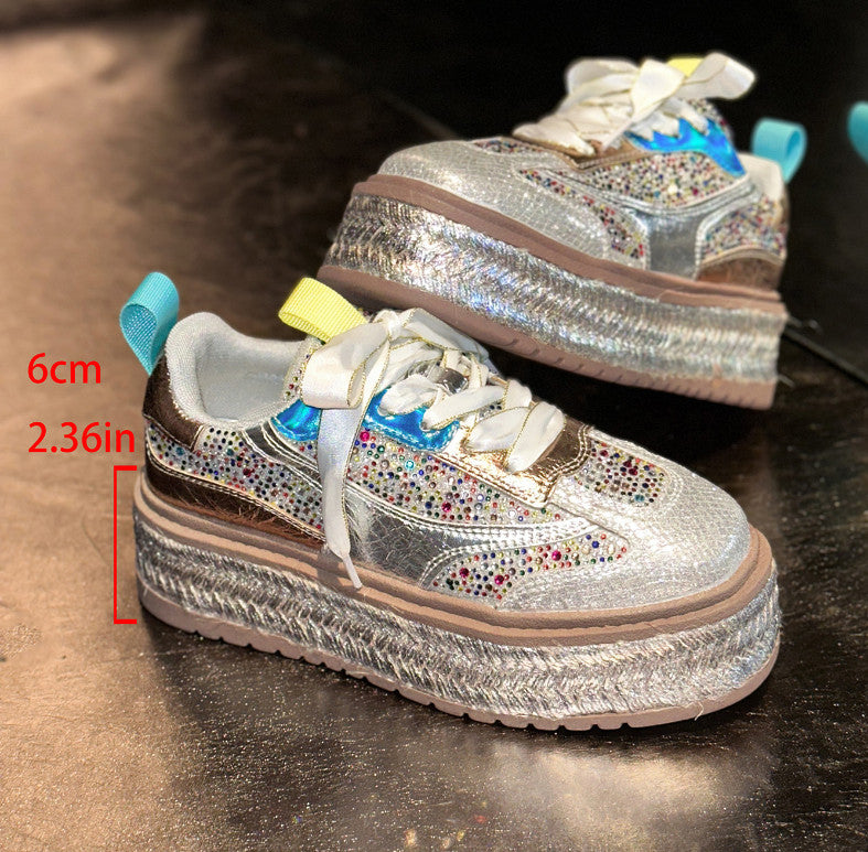 Fashion Luxury Diamond Thick soled Sneakers Shining Designer Leopard Pattern Casual Shoes  Running Shoes Shining high-quality