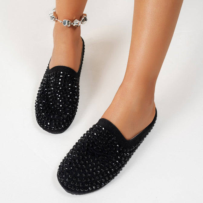 2026 Spring/Summer Women's Water Diamond Fashion Designer Flat Shoes Casual  Luxury Single Shoes High Quality Casual Shoes  Slippers