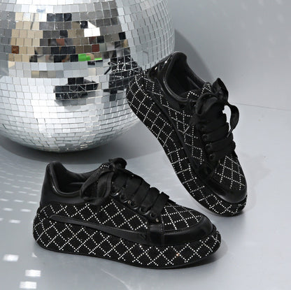 Autumn Water Diamond Thick Bottom sneakers Shining Crystal Sports Shoes Luxury Designer Shoes Trendy Casual Flat Shoes High quality sequined casual shoes