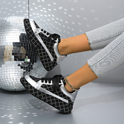 Autumn Water Diamond Thick Bottom sneakers Shining Crystal Sports Shoes Luxury Designer Shoes Trendy Casual Flat Shoes High quality sequined casual shoes