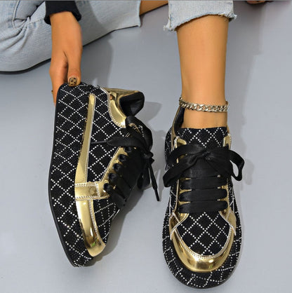 Autumn Water Diamond Thick Bottom sneakers Shining Crystal Sports Shoes Luxury Designer Shoes Trendy Casual Flat Shoes High quality sequined casual shoes