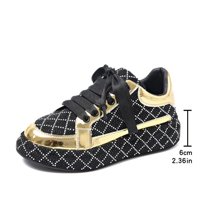 Autumn Water Diamond Thick Bottom sneakers Shining Crystal Sports Shoes Luxury Designer Shoes Trendy Casual Flat Shoes High quality sequined casual shoes