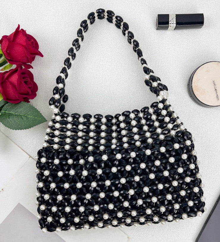 Handcrafted Beaded Evening Bag for Women Handbag Colorful Iridescent Bead Top-handle clutch Purses