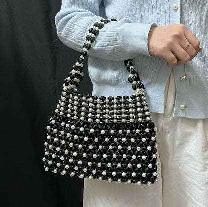 Handcrafted Beaded Evening Bag for Women Handbag Colorful Iridescent Bead Top-handle clutch Purses