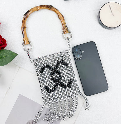 Hand-Beaded Women Evening Bag Fashion Letter Top-handle Bag | Mini Versatile Pouch for Lipstick & Phone