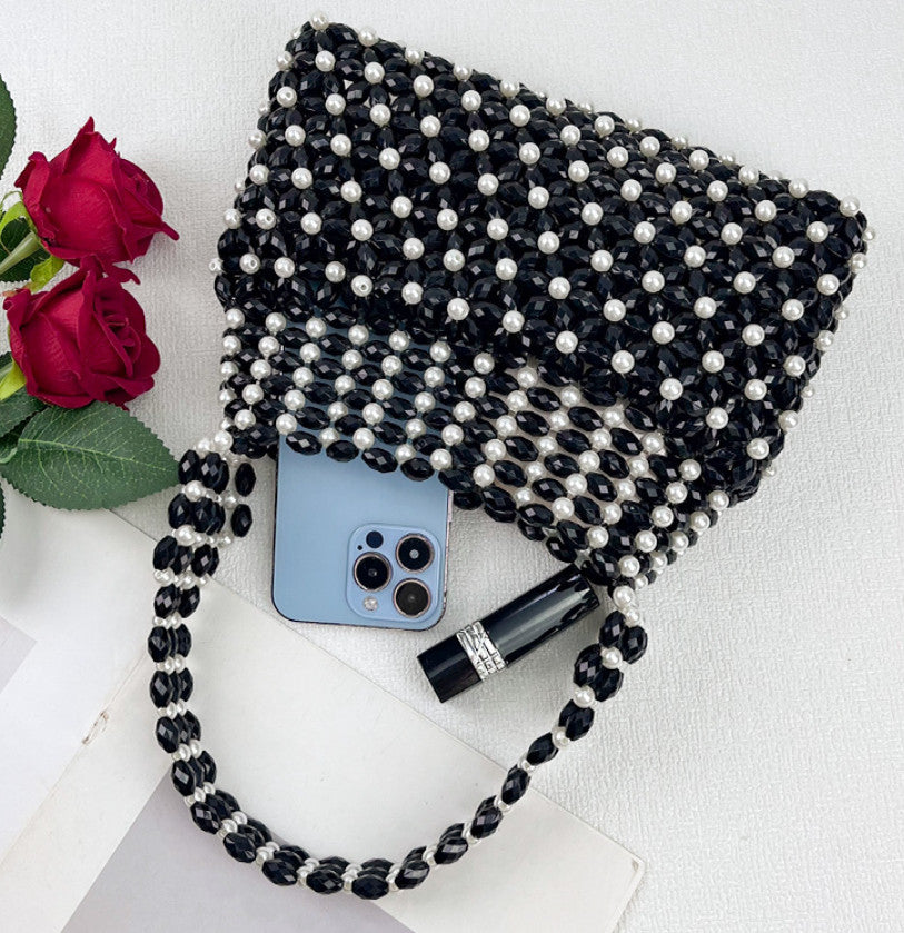 Handcrafted Beaded Evening Bag for Women Handbag Colorful Iridescent Bead Top-handle clutch Purses