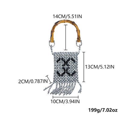 Hand-Beaded Women Evening Bag Fashion Letter Top-handle Bag | Mini Versatile Pouch for Lipstick & Phone