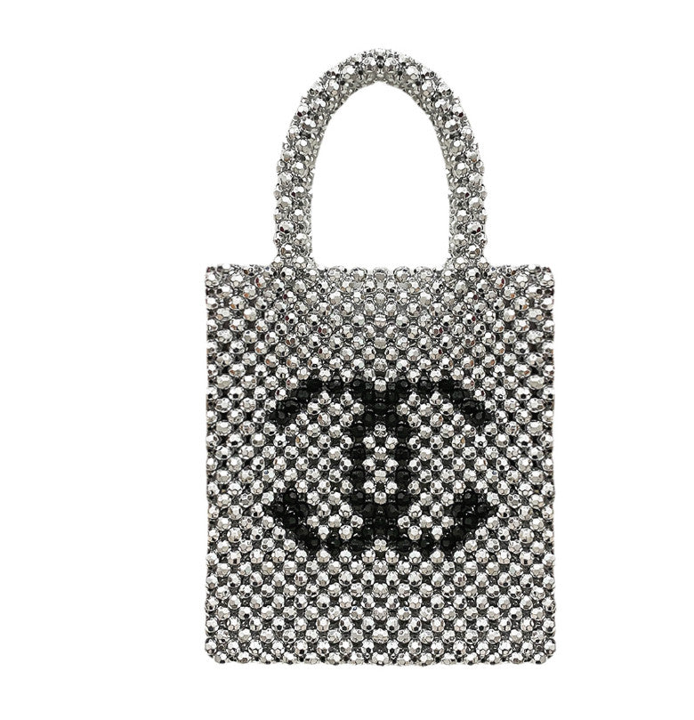 Women's Evening Bag Pearl Handbag Leather Top Handle Purse with Chain for Party Wedding Prom Lipstick & Phone Pouch