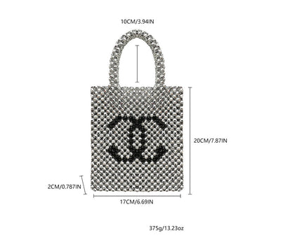 Women's Evening Bag Pearl Handbag Leather Top Handle Purse with Chain for Party Wedding Prom Lipstick & Phone Pouch