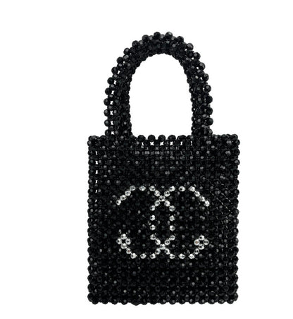 Women's Evening Bag Pearl Handbag Leather Top Handle Purse with Chain for Party Wedding Prom Lipstick & Phone Pouch